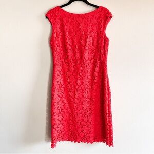 Lauren Ralph Lauren Red Floral Lace Mini Dress